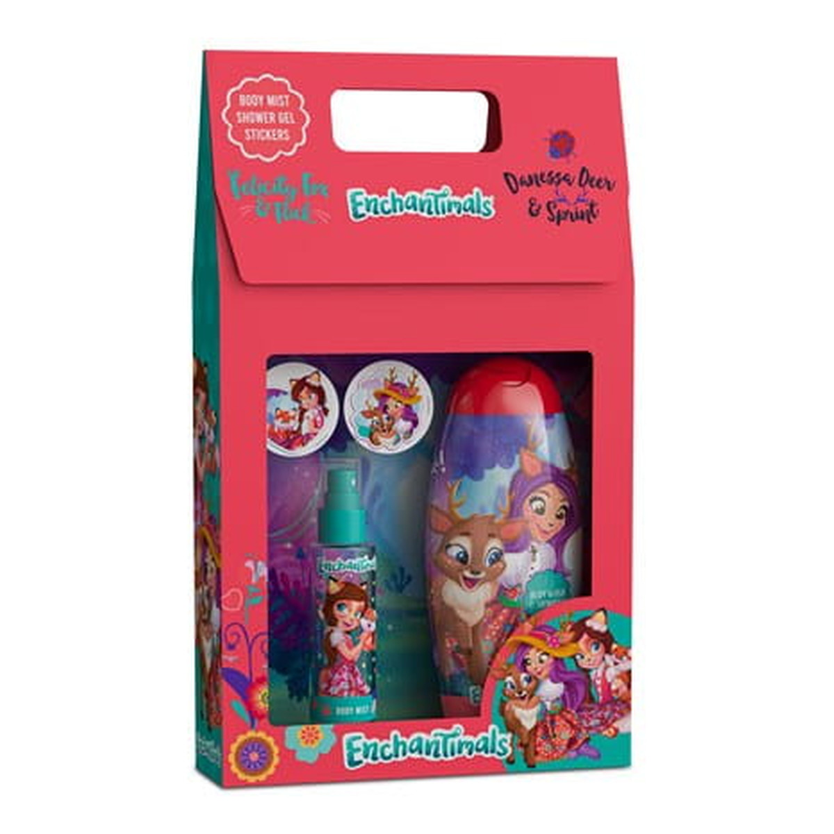 Bi-es Zestaw Prezentowy Kuferek Enchantimals Żel pod prysznic + Mgiełka zapachowa + naklejki