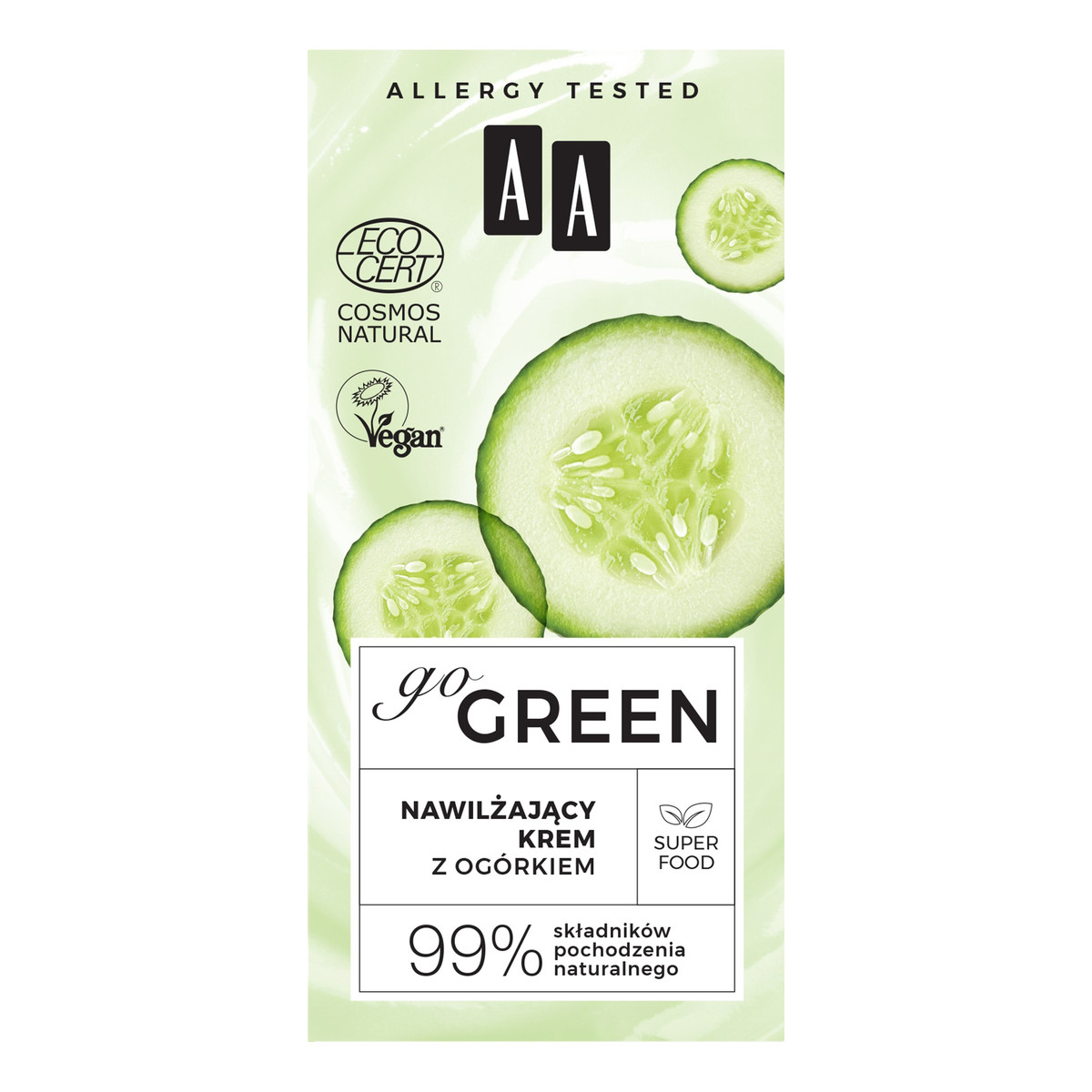 AA GO GREEN NAWILŻAJĄCY KREM Z OGÓRKIEM NATURAL 50ml