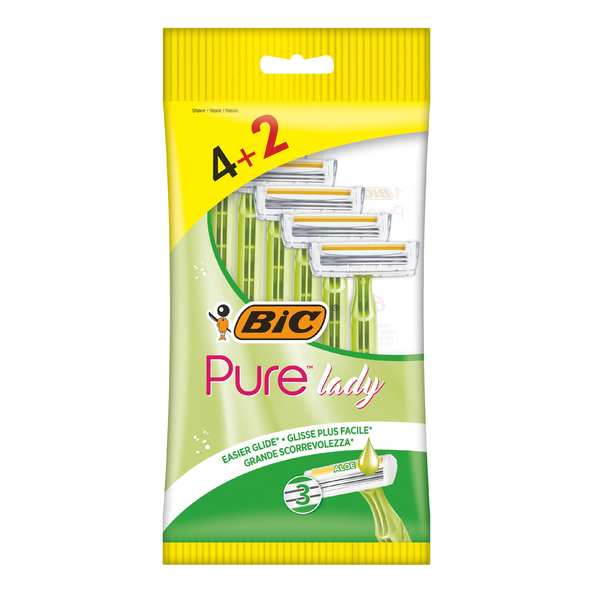 Bic Maszynka do golenia dla kobiet 3 ostrzowa pure lady 1op-6szt(4+2 gratis)