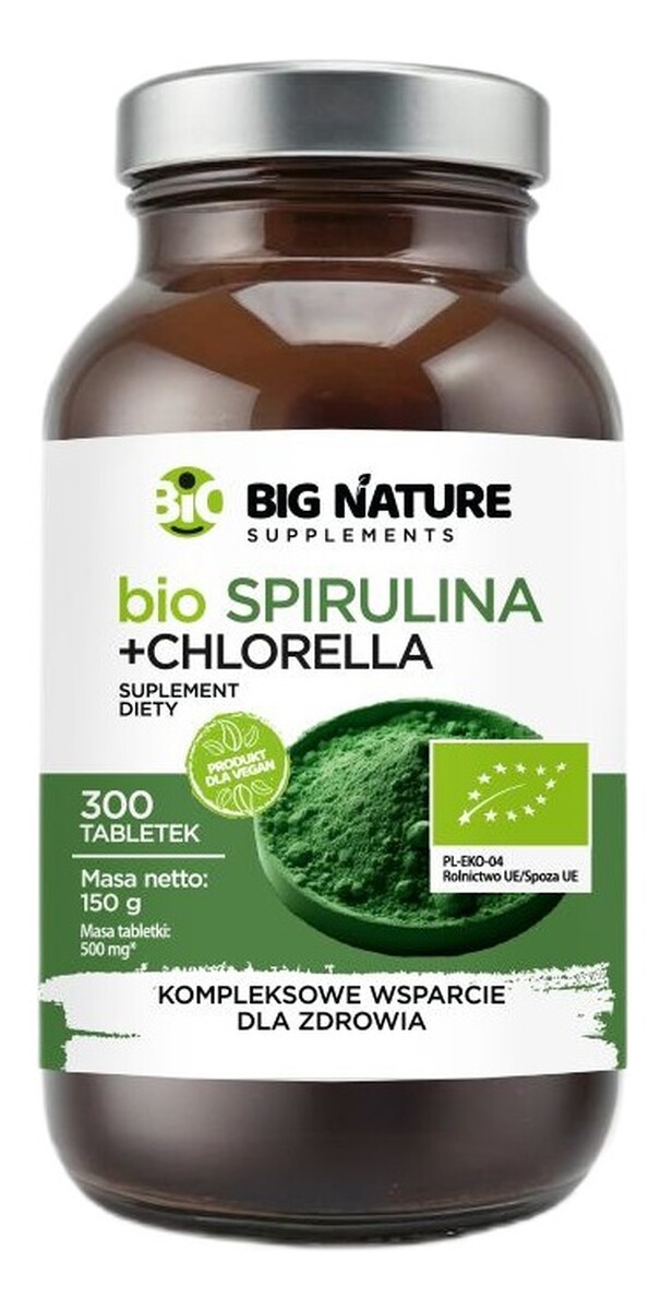 Bio spirulina + chlorella suplement diety 300 tabletek