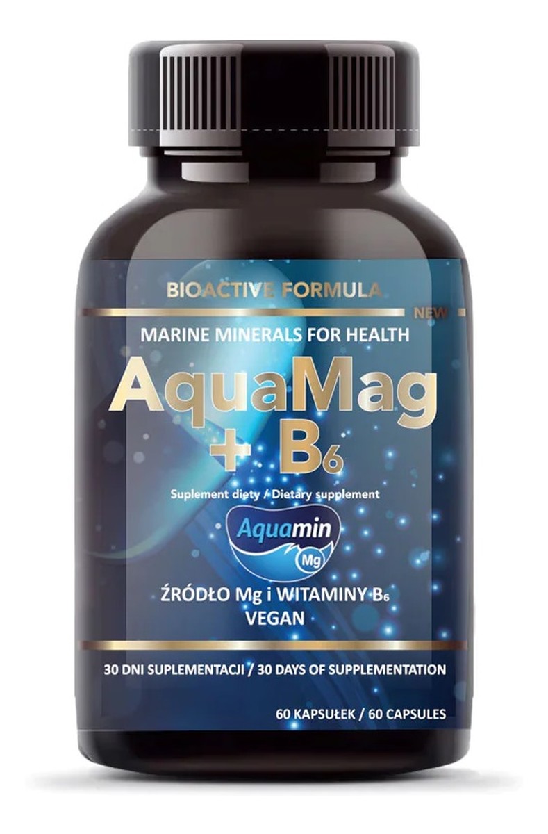 Aquamag + b6 naturalny magnez suplement diety 60 kapsułek