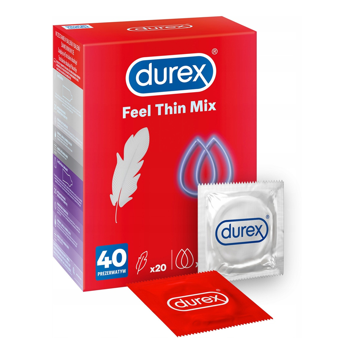 Durex Feel thin mix prezerwatywy cienkie 40 szt