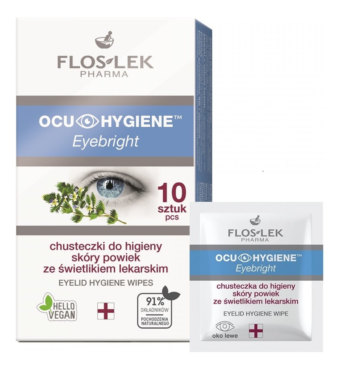 Chusteczki do higieny skóry powiek ze świetlikiem 1 op. 10 szt.