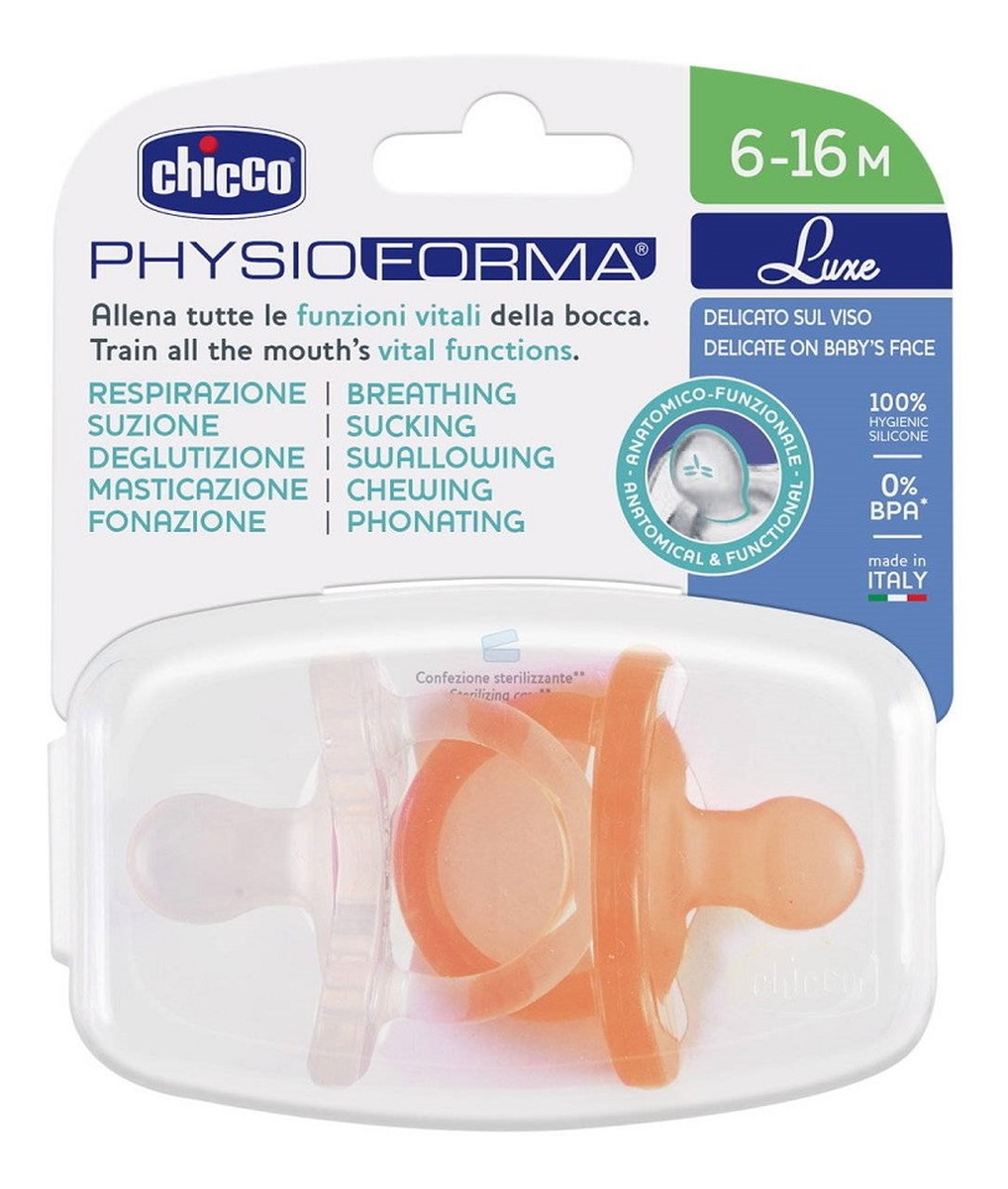 Physioforma luxe smoczek silikonowy uspokajający 6-16m pomarańczowy 2szt.