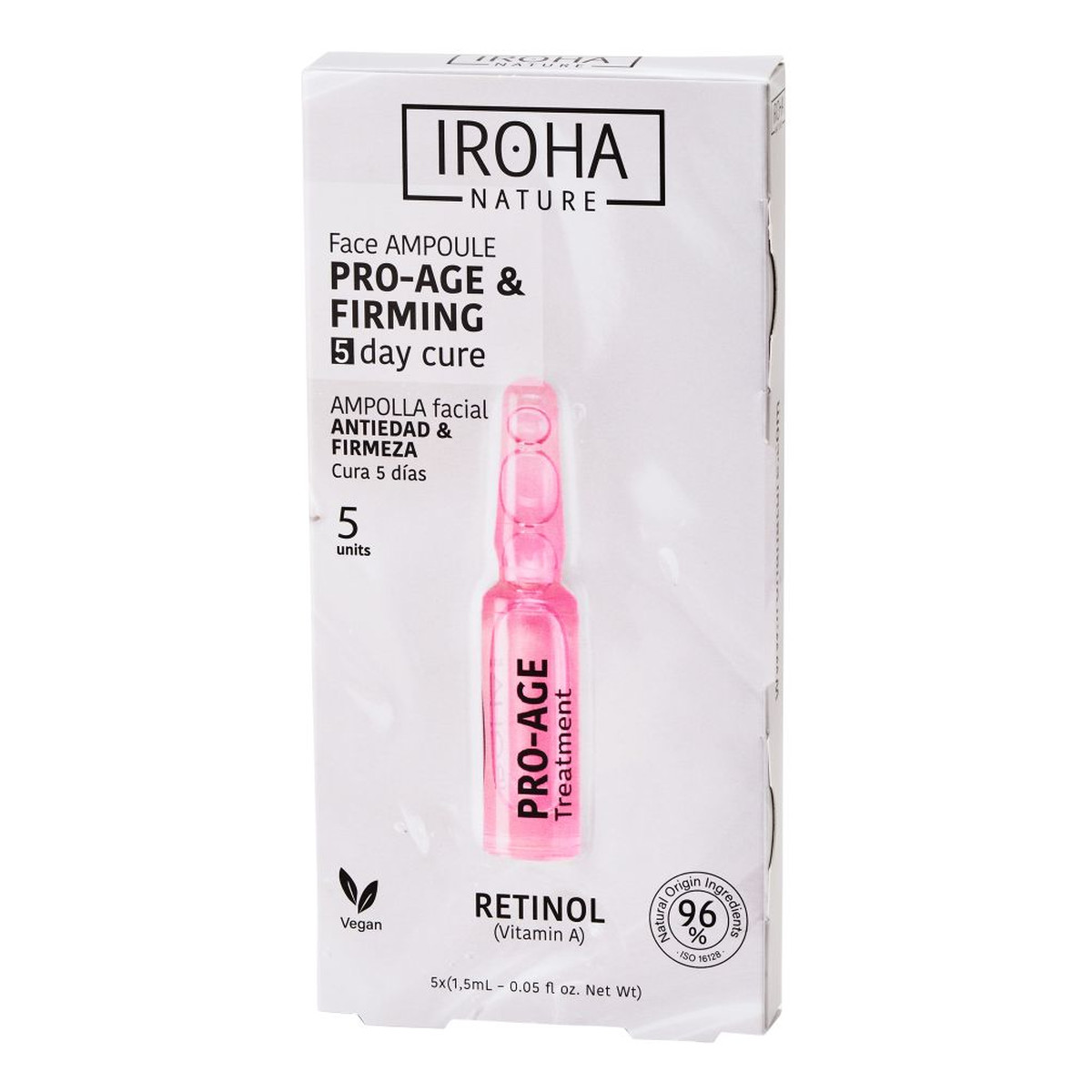 Iroha Nature Retinol Pro-Age Face Ampoule przeciwstarzeniowo-ujędrniające ampułki do twarzy z retinolem 5x1.5ml 7.5