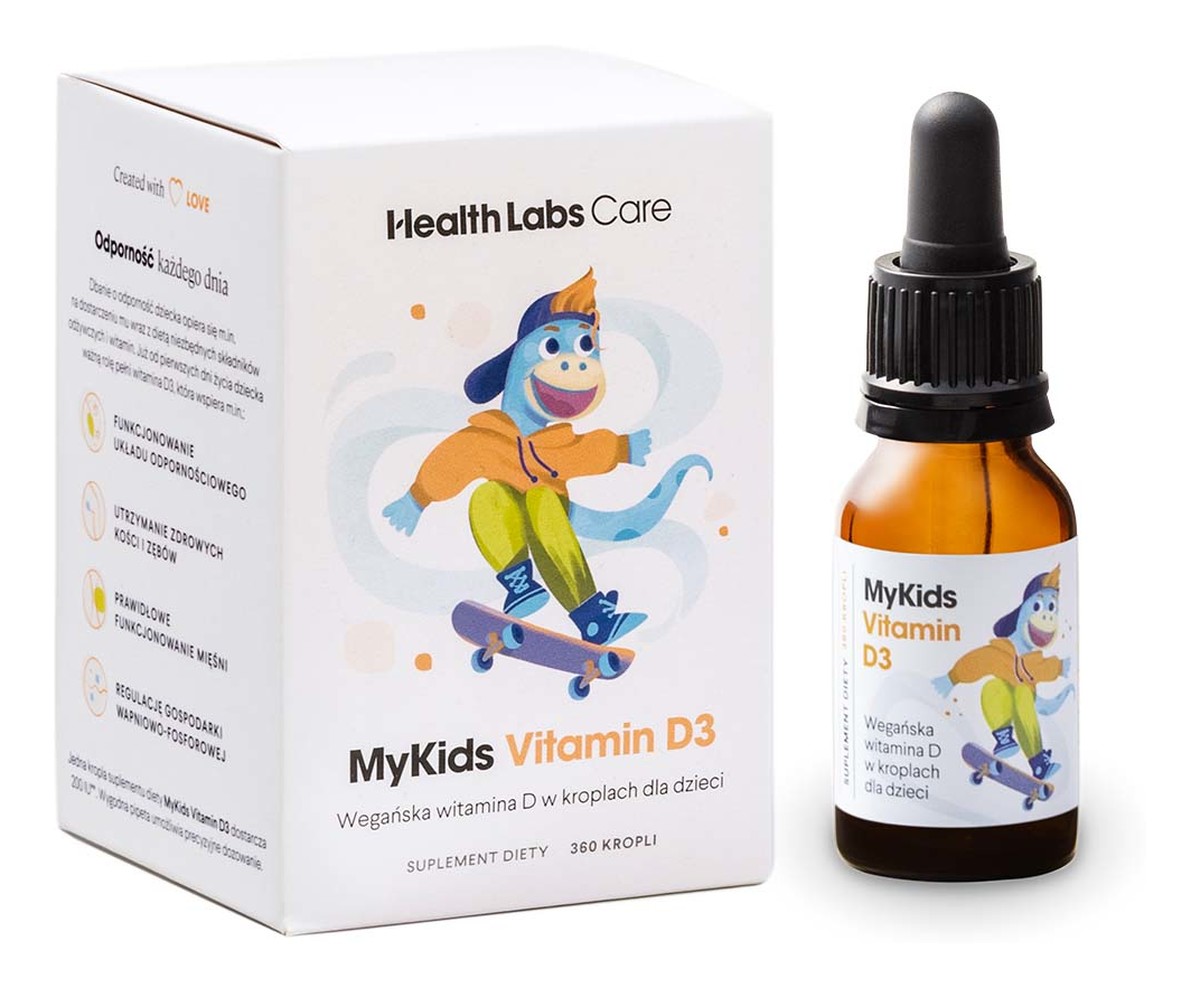 Mykids vitamin d3 wegańska witamina d w kropelkach dla dzieci suplement diety 9,7 ml