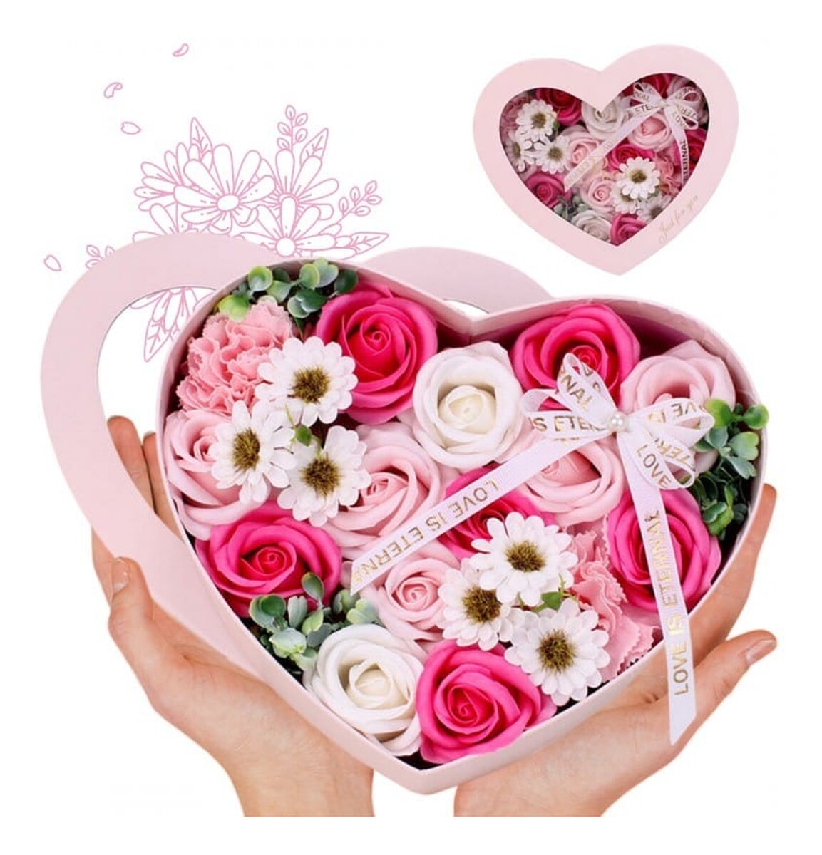 Bukiet zapachowych kwiatów mydlanych w ozdobnym pudełku