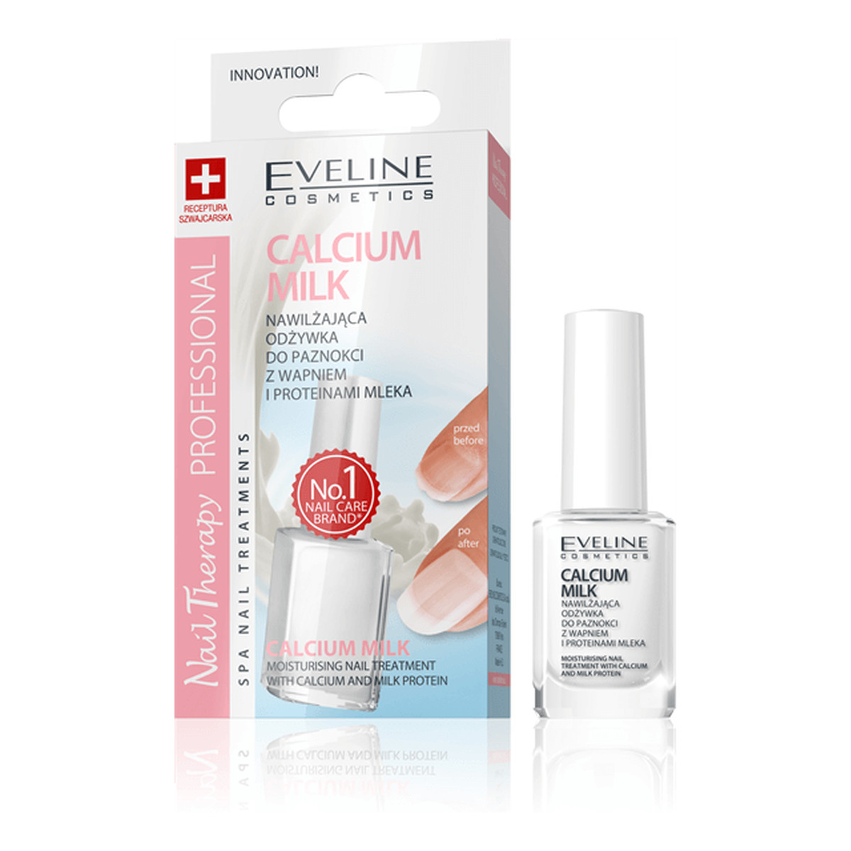 Eveline Nail Therapy nawilżająca odżywka do paznokci z wapniem i proteinami mleka Calcium Milk 12ml