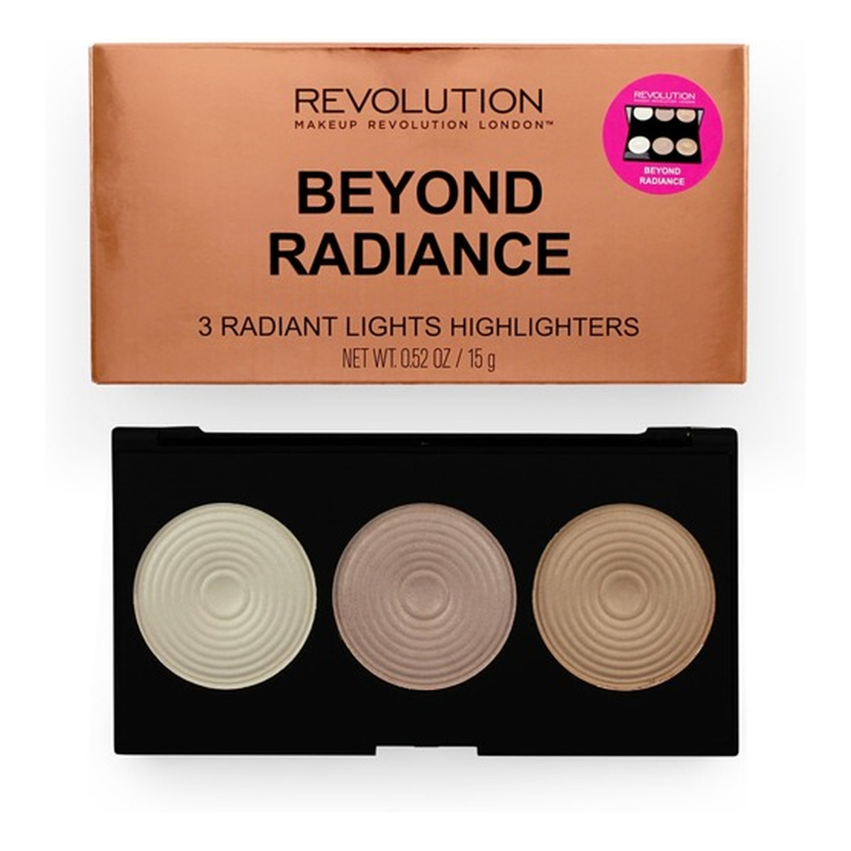 Makeup Revolution Beyond Radiance Zestaw 3 Rozświetlaczy Do Twarzy Lights Highlighters 15g
