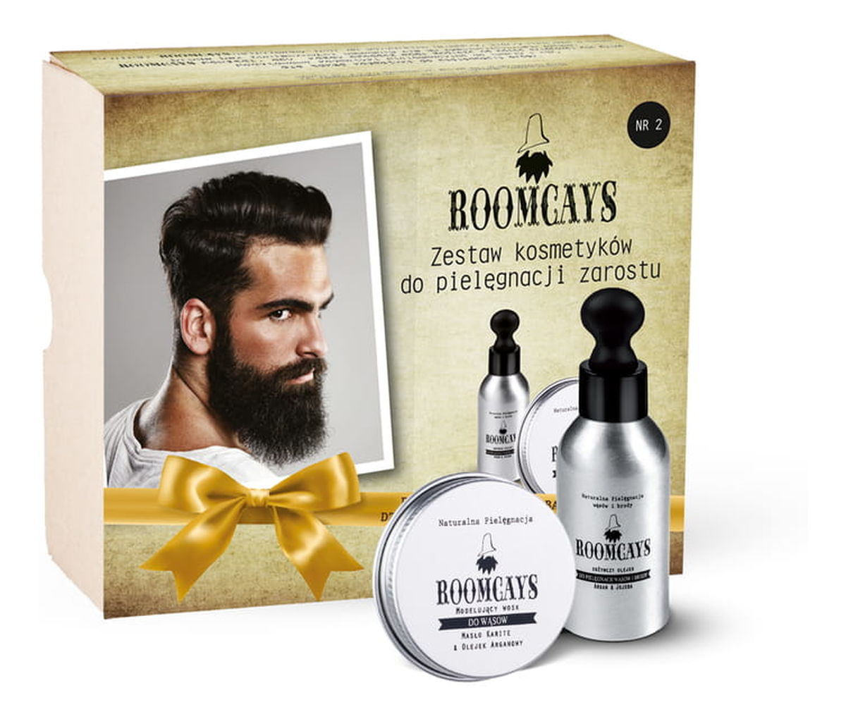 Zestaw #2 kosmetyków dla mężczyzn olejek do brody 50ml + wosk do wąsów 30ml