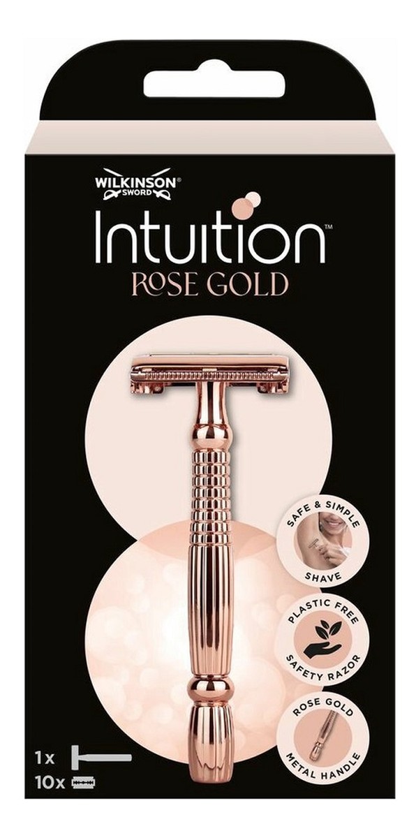 Intuition rose gold klasyczna maszynka do golenia dla kobiet z wymiennymi żyletkami rączka + 10 żyletek