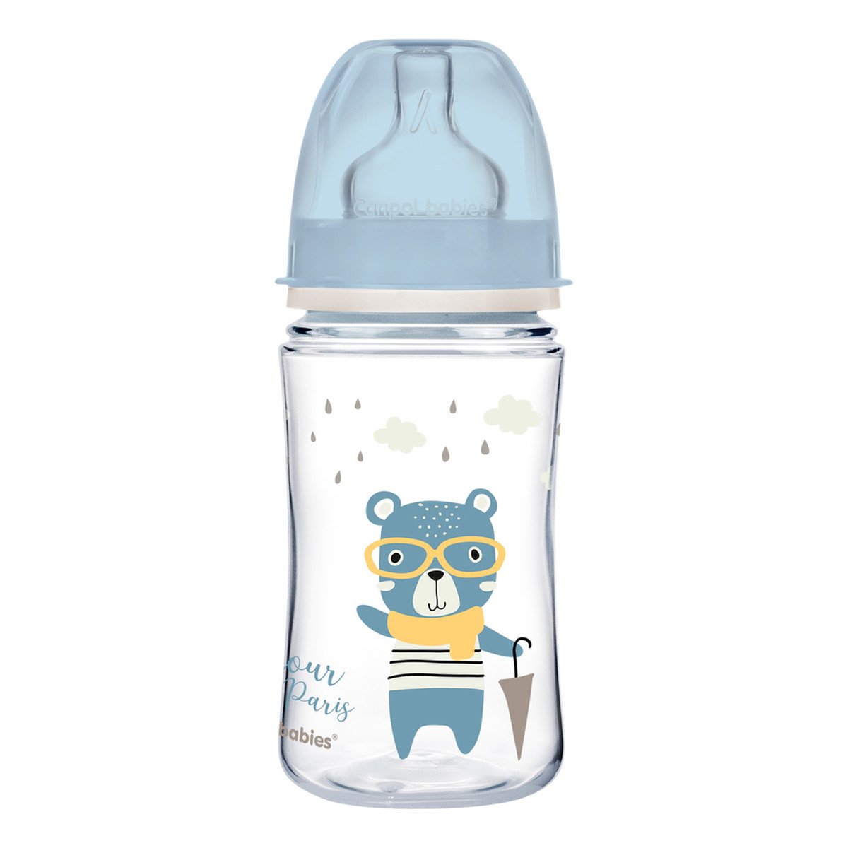 Canpol Babies Easystart butelka szeroka antykolkowa bonjour paris niebieska 240ml