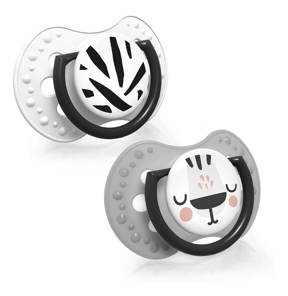 Smoczek silikonowy dynamiczny 3-6m salt&pepper 2szt