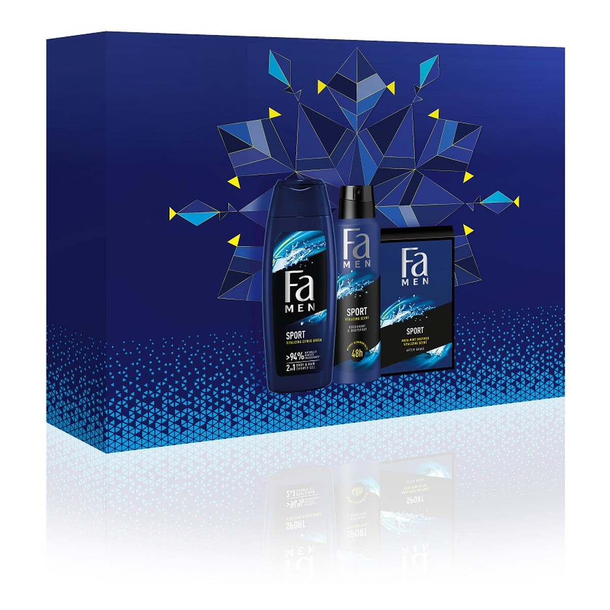 Fa Men Active Sport Zestaw żel pod prysznic 250ml + dezodorant w sprayu 150ml + woda po goleniu 100ml