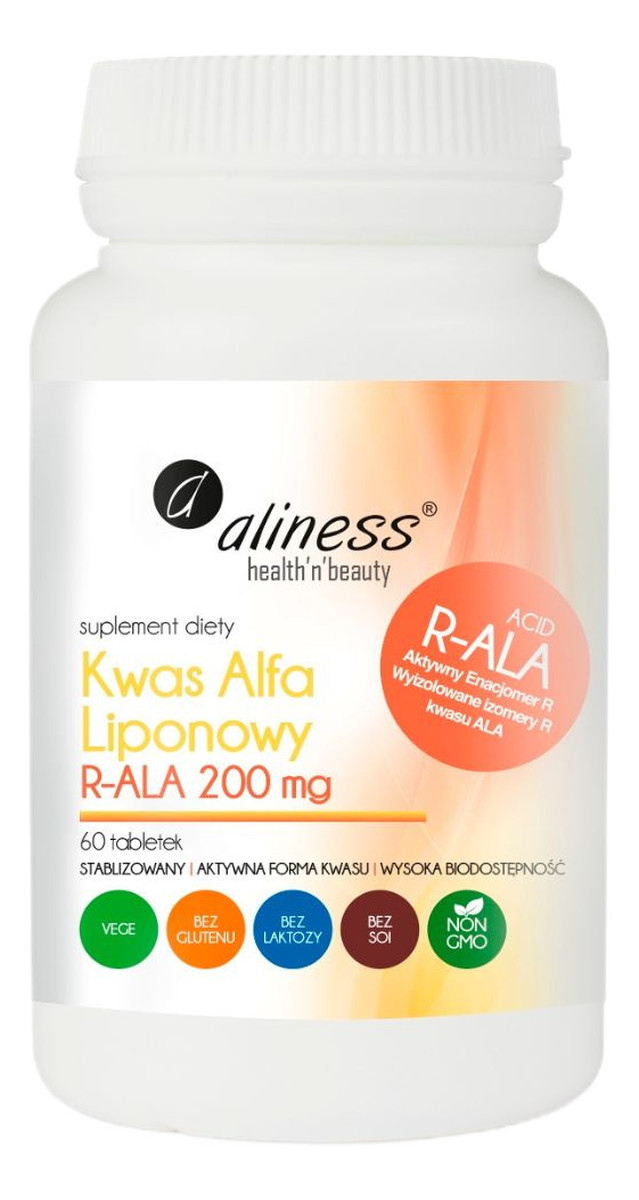 Kwas alfa liponowy r-ala 200mg suplement diety 60 tabletek