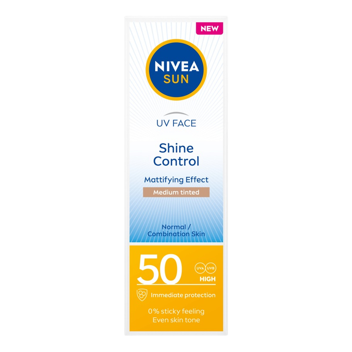 Nivea Sun UV Face Shine Control matujący Krem do twarzy z wysoką ochroną spf50 medium tinted 50ml