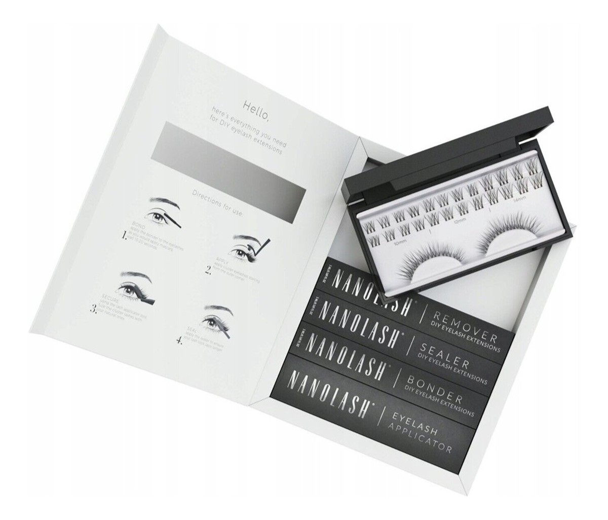 Zestaw sztuczne rzęsy 10.12.14mm innocent 36szt. + bonder do rzęs 5ml + sealer do rzęs 5ml + aplikator do rzęs 1szt. + remover do rzęs 5ml