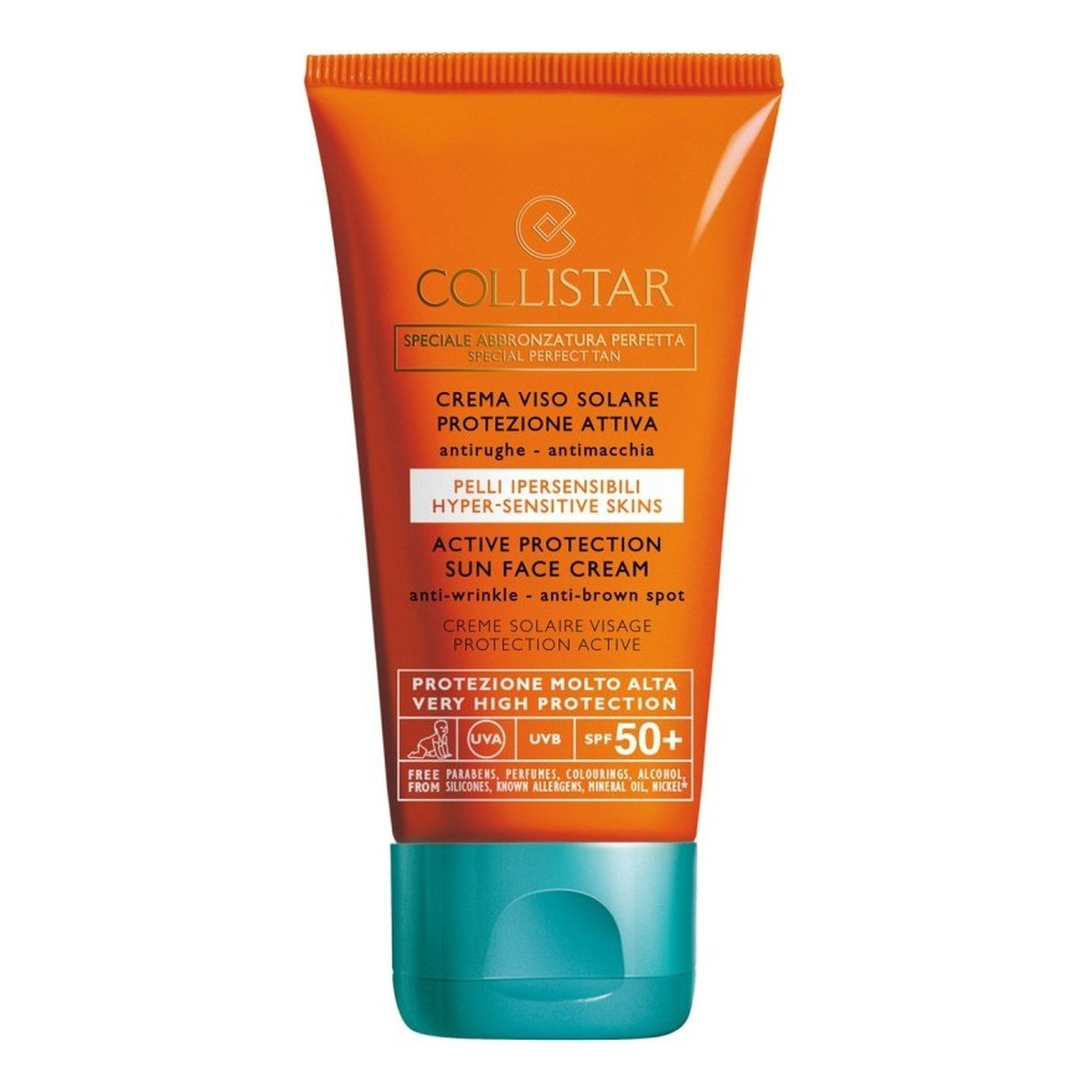 Collistar Speciale Abbronzatura Perfetta Active Protection Sun Face Cream SPF 50+ - krem do opalania przeciw starzeniu 50ml