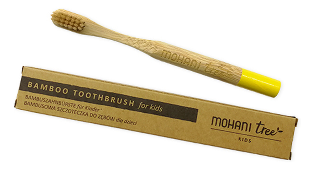 Bambusowa szczoteczka do zębów dla dzieci- żółta, włosie miękkie