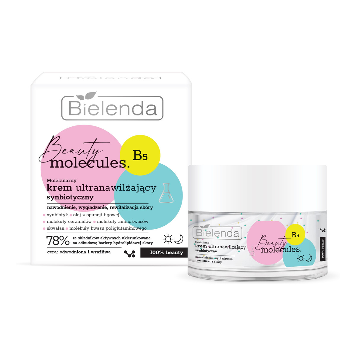 Bielenda Beauty Molecules.Molekularny Krem Ultranawilżający na Dzień i Noc - Do Cery Odwodnionej i Wrażliwej 50ml