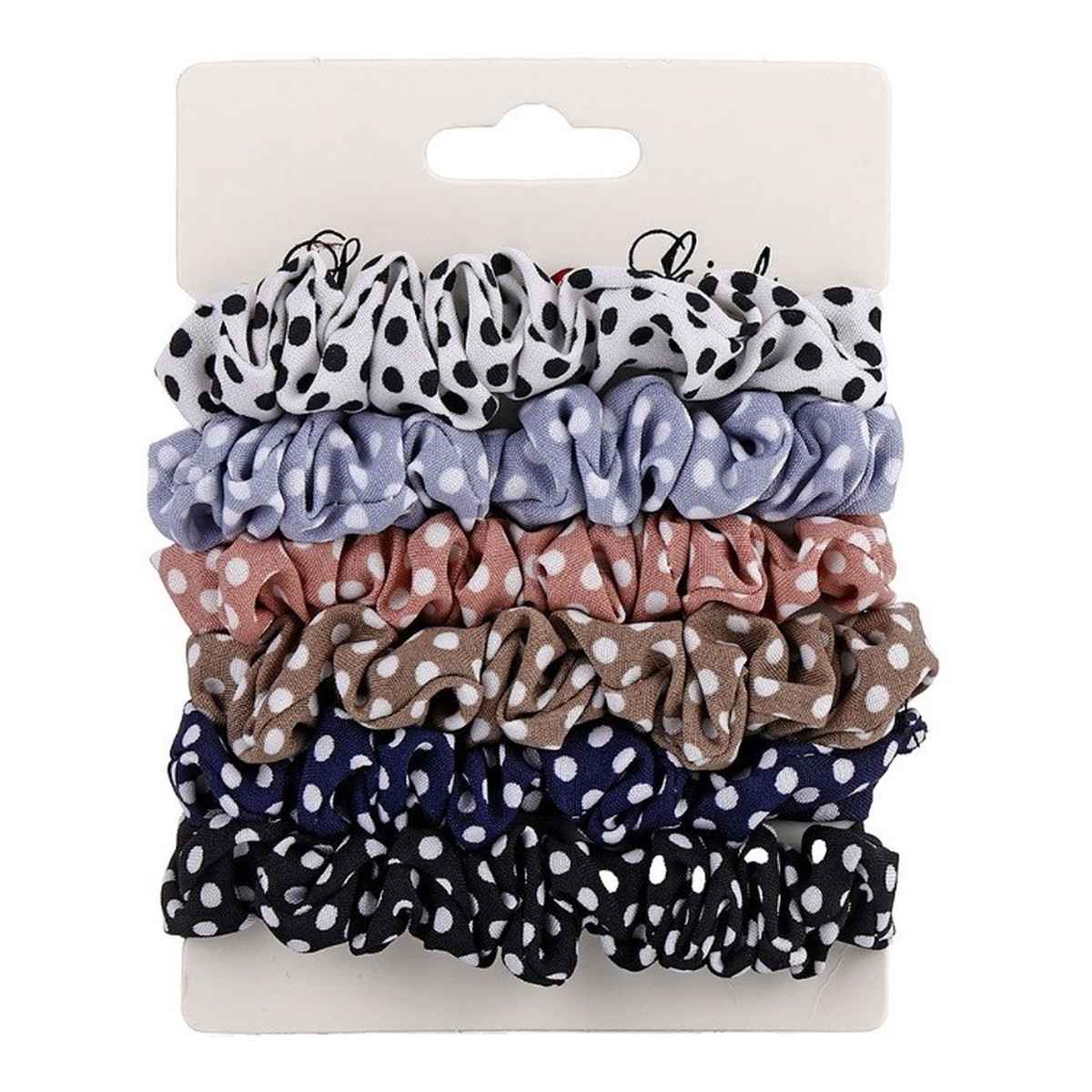 Ecarla Gumki-frotki do włosów typu "scrunchie" w kropki-1op.-6szt