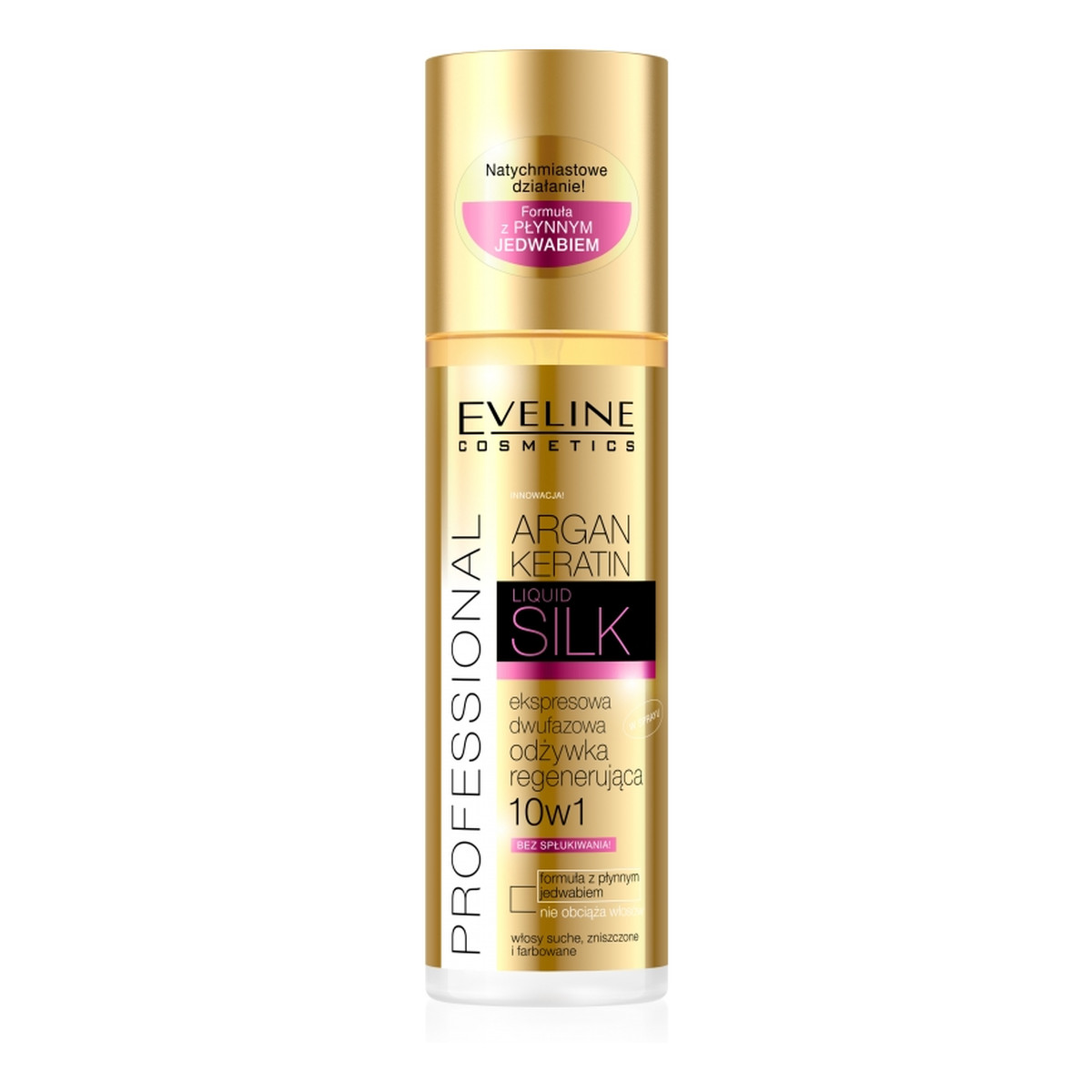 Eveline Liquid Silk Argan + Keratin Ekspresowa Dwufazowa Odżywka Regenerująca 10w1 200ml