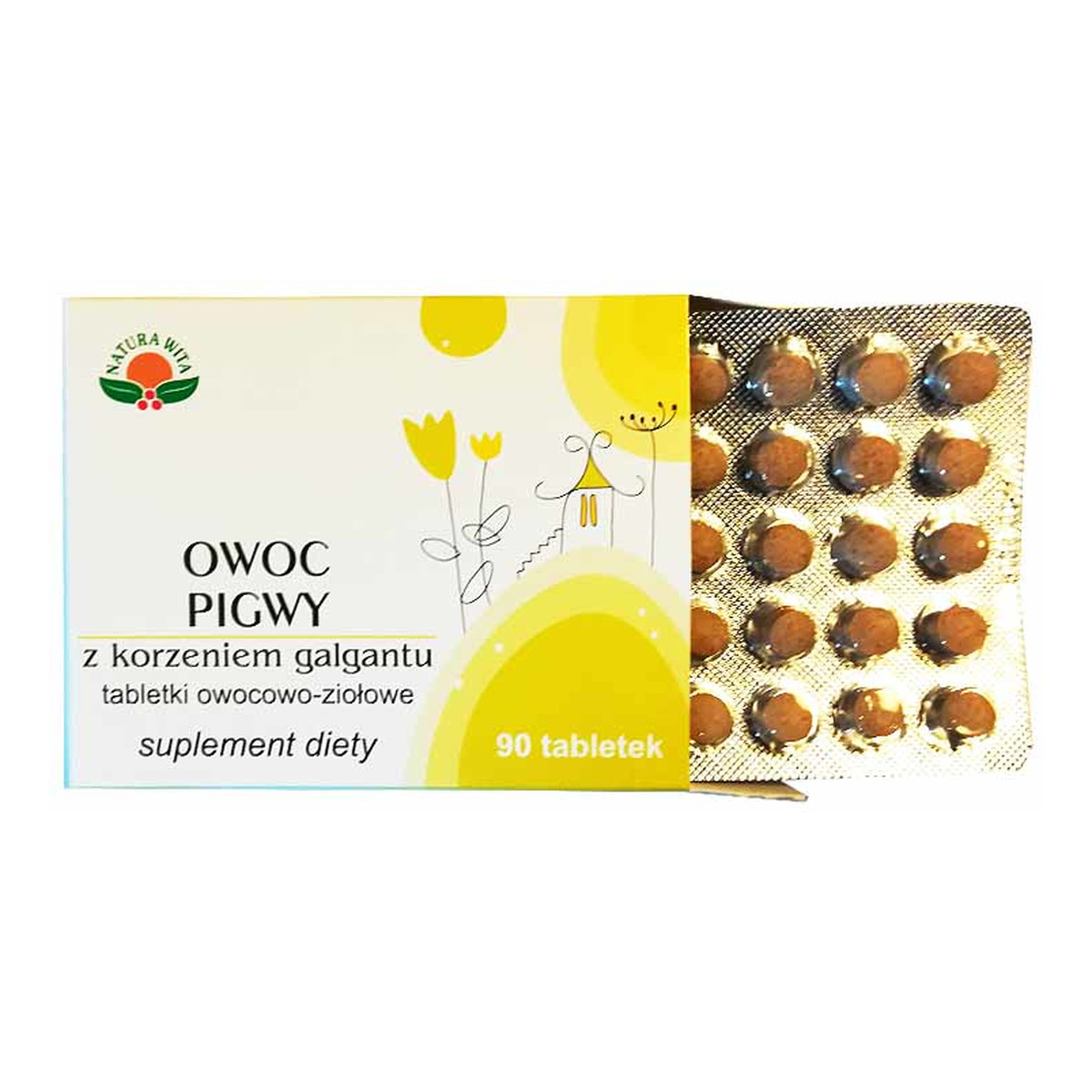 Natura Wita Owoc Pigwy z korzeniem galgantu tabletki owocowo-ziołowe suplement diety 90 tabletek