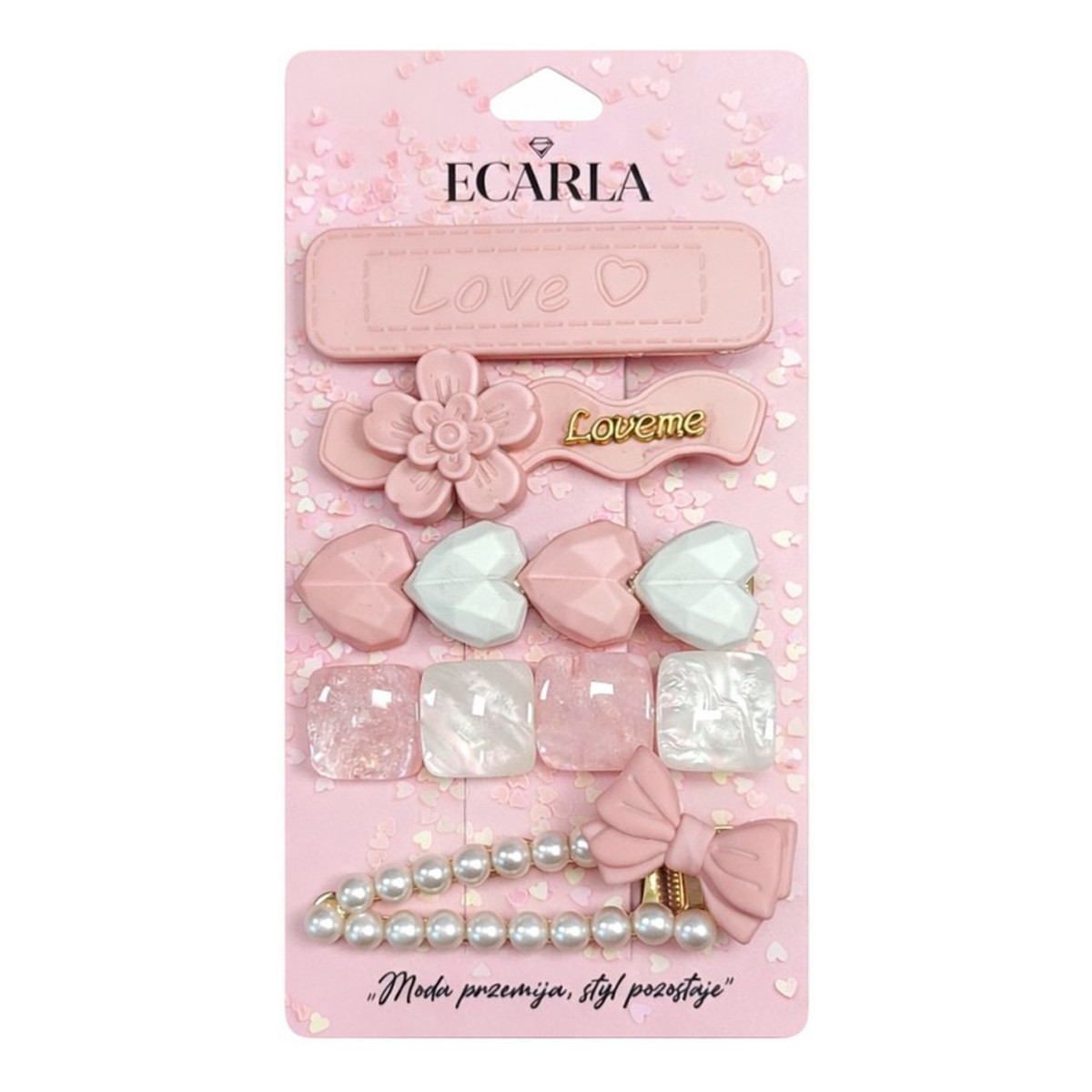 Ecarla Zestaw pakiet spinek wsuwek dziecięcych do włosów 5w1 Pink SP451 1 op. - 5szt.