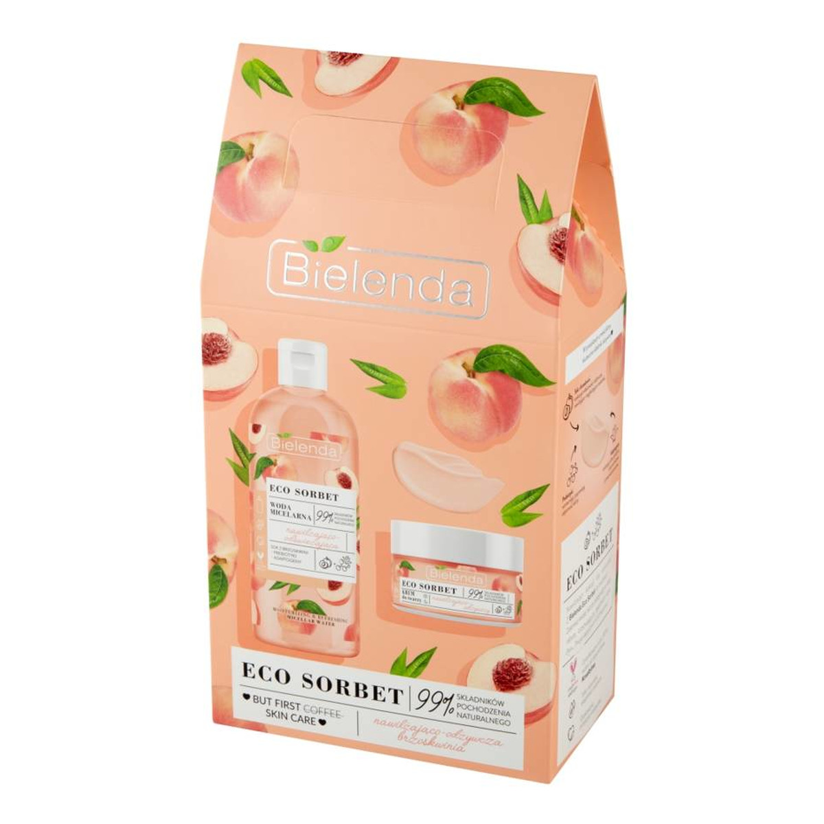 Bielenda Zestaw prezentowy Eco Sorbet Brzoskwinia woda micelarna 500 ml + krem do twarzy 50ml