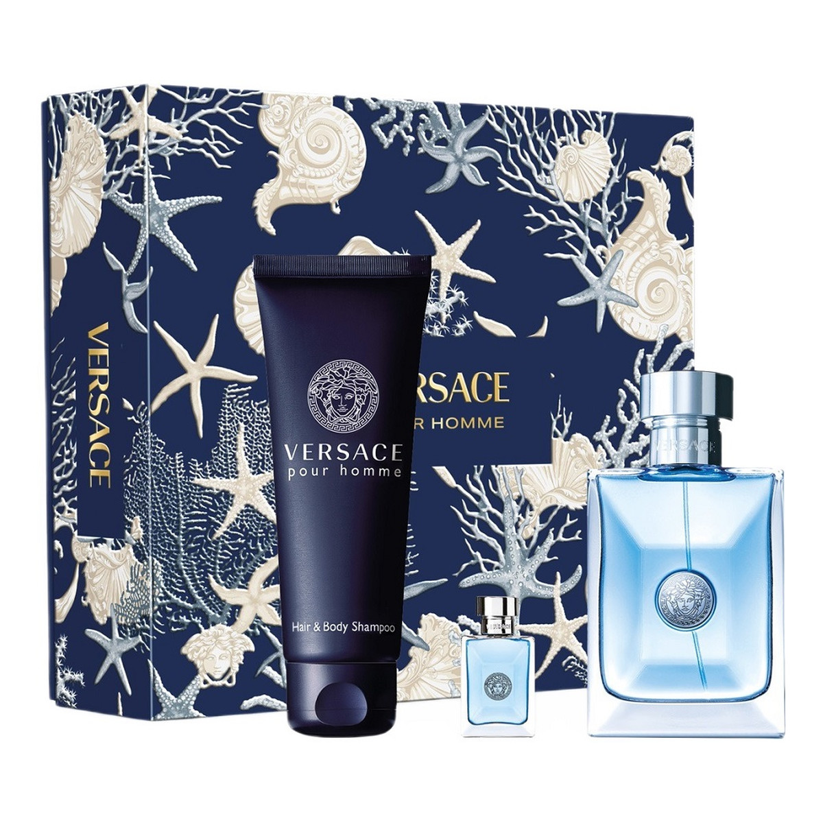 Versace Pour Homme Zestaw woda toaletowa spray 100ml + woda toaletowa 5ml + żel pod prysznic 150ml