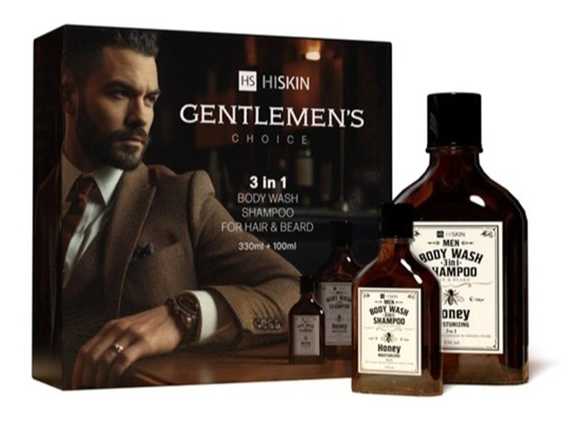 Zestaw żel do mycia ciała i szampon do włosów i brody 3w1 honey 330ml + żel do mycia ciała i szampon do włosów i brody 3w1 honey 100ml
