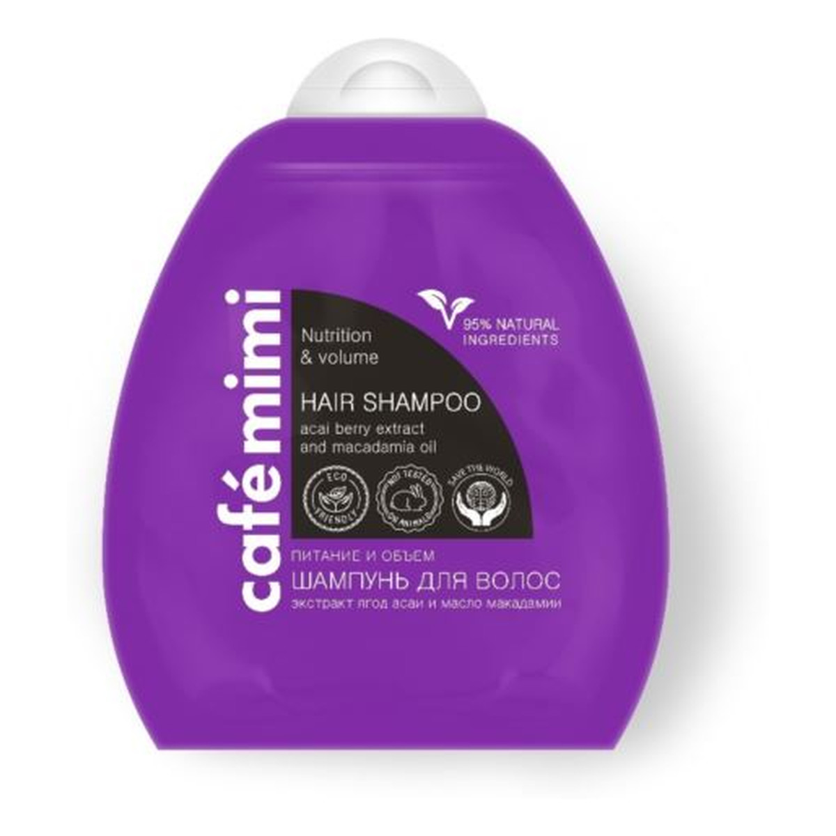 Le Cafe de Beaute Kafe Krasoty Cafe mimi Szampon do włosów - odżywienie i objętość - jagody acai, olej macadamia, wit. B5, B3, C, E - 95% składników naturalnych 250ml