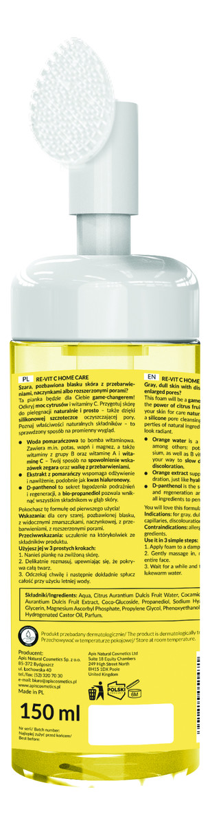 Re-vit c home care rozświetlająca pianka do mycia twarzy z witaminą c