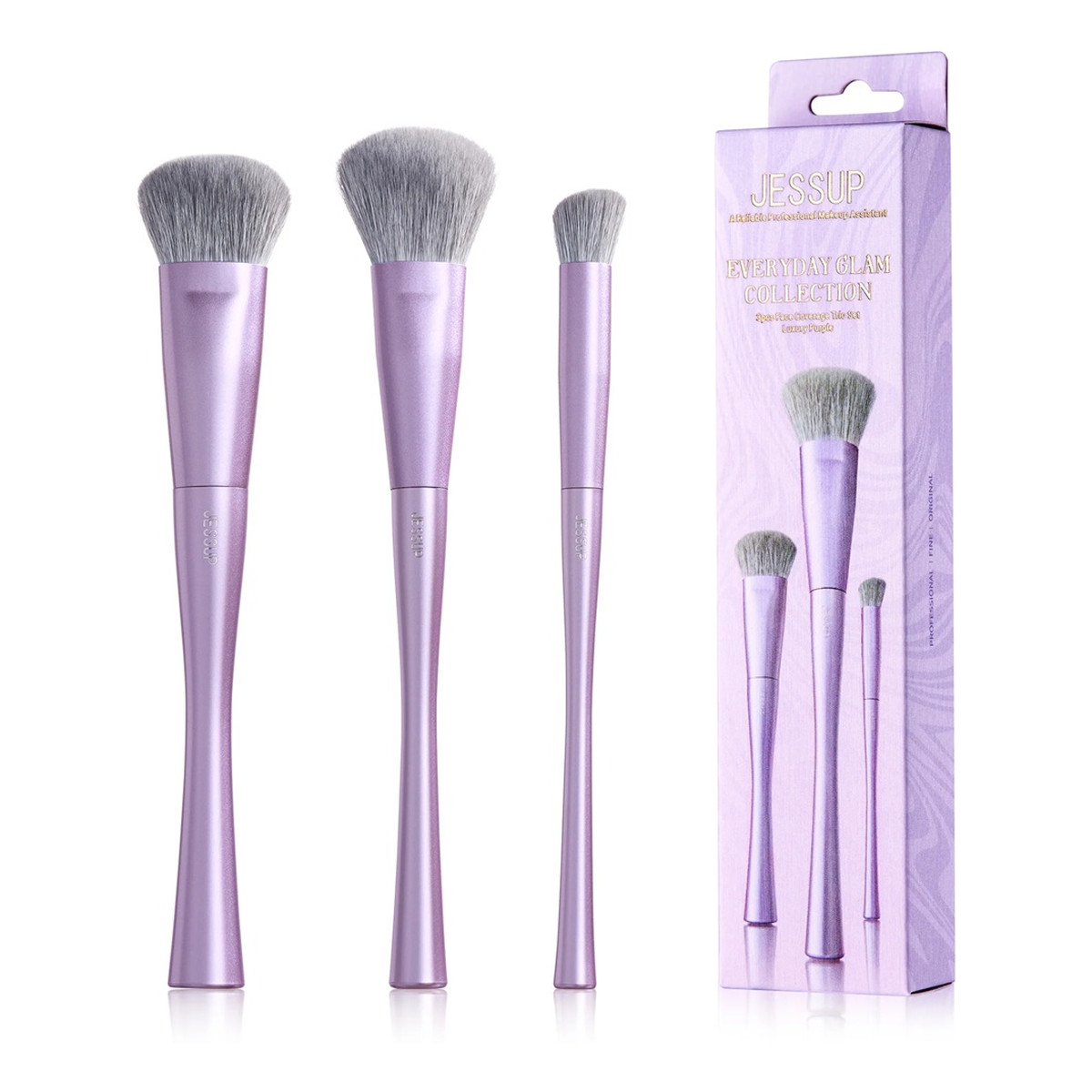JESSUP Luxury Purple Face Coverage Trio Makeup Brush Zestaw pędzli do makijażu t513 3szt.