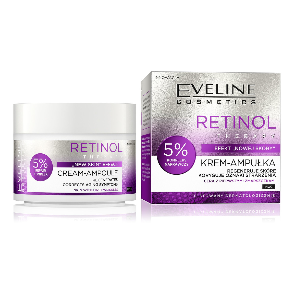 Eveline Retinol Therapy Regenerujący Krem-Ampułka 5% Kompleks Naprawczy - Pierwsze Zmarszczki 50ml