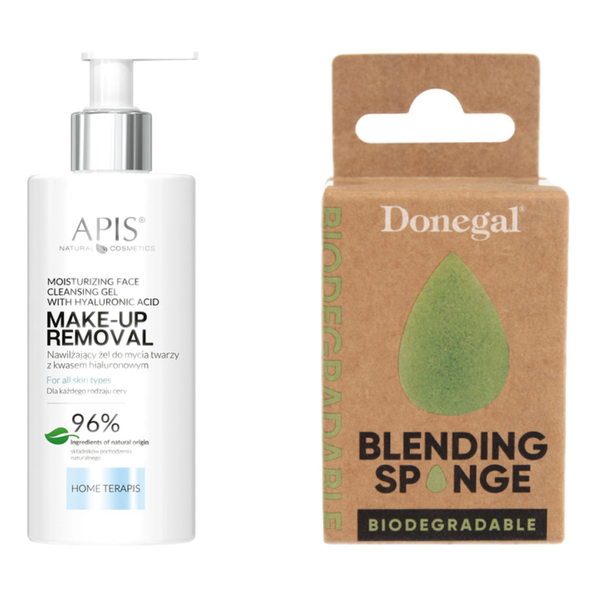 Apis Make-Up Removal Nawilżający żel do mycia twarzy z kwasem hialuronowym + Gąbeczka do makijażu