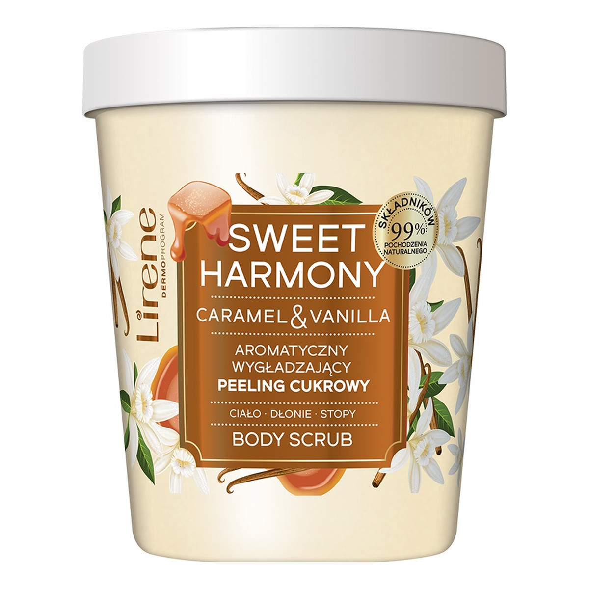 Lirene Sweet harmony aromatyczny wygładzający peeling cukrowy caramel & vanilla 200g