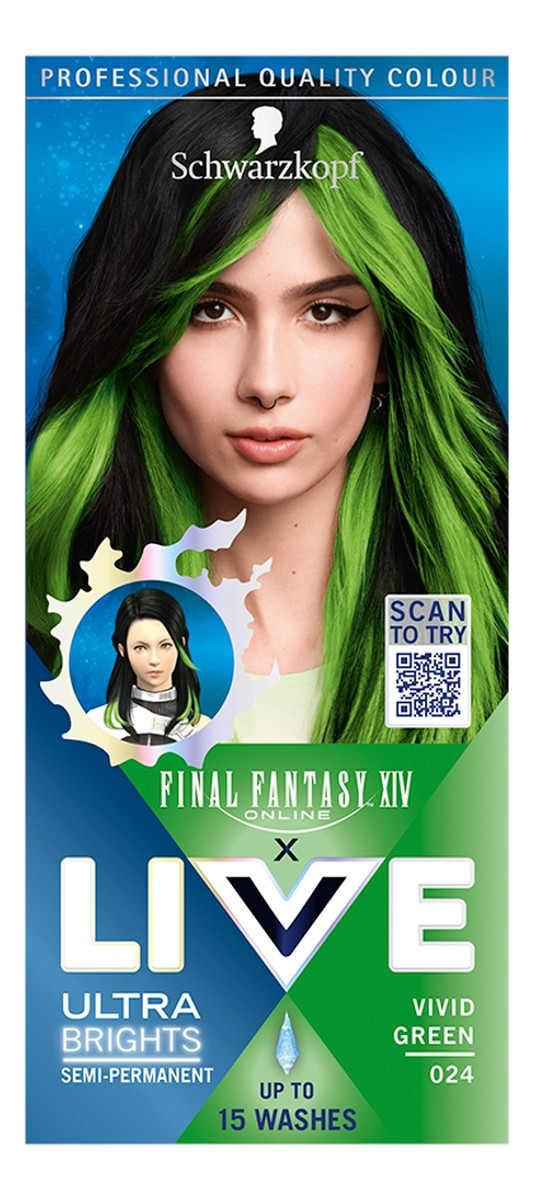 Live ultra brights x final fantasy xiv online farba do włosów 024 vivid green