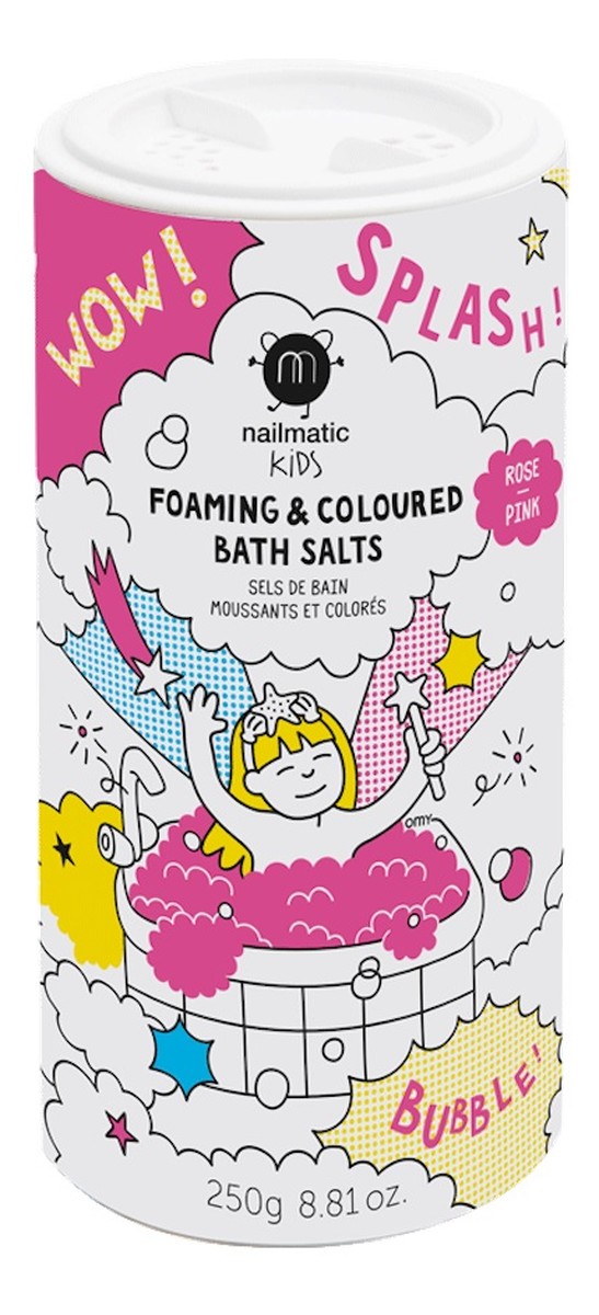Kids foaming & coloured bath salts pieniąca się sól do kąpieli dla dzieci pink