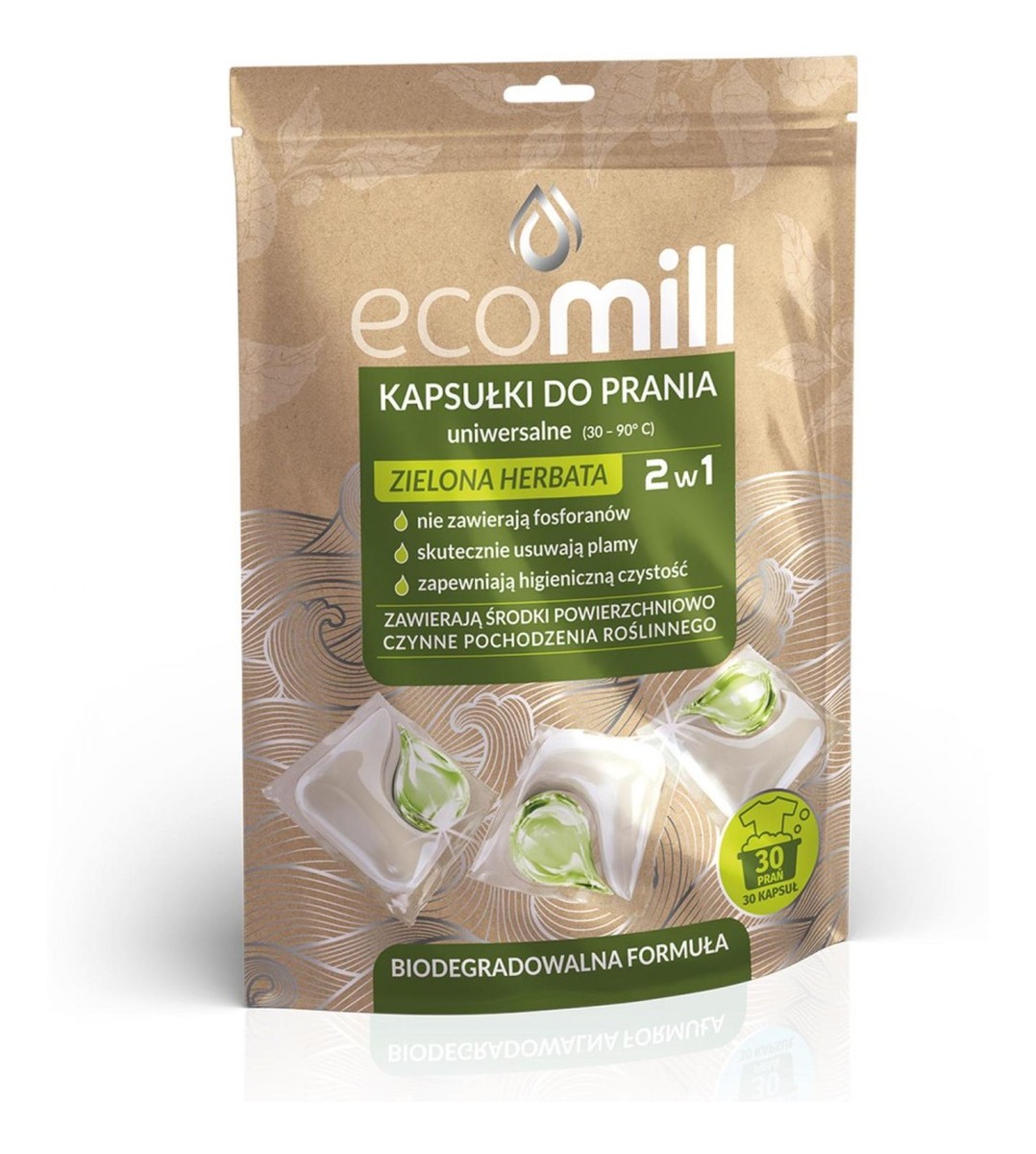 Kapsułki do prania 2w1 uniwersalne ZIELONA HERBATA 30 szt