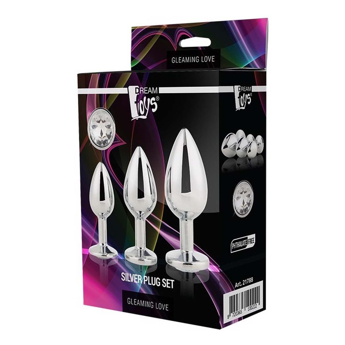 Dream Toys Gleaming love silver plug set korek analny 3szt.