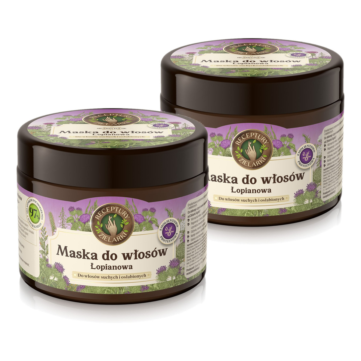 Receptury Zielarki Skarby Polne Maska łopianowa do włosów suchych i osłabionych 2x300ml