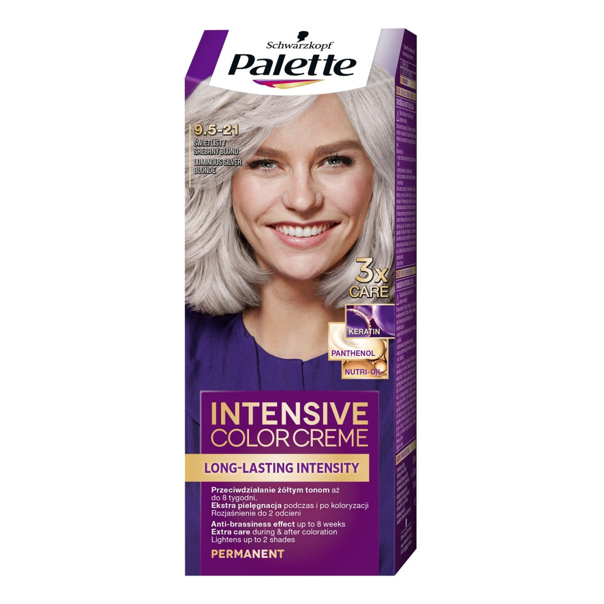Palette Intensive Color Creme farba do włosów w Kremie 9.5-21 świetlisty srebrny blond