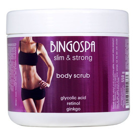 BingoSpa SLIM&STRONG Gruboziarnisty peeling do ciała z kwasem glikolowym, retinolem, miłorzębem - Body scrub with glycolic acid, retinol and ginkgo 550 g