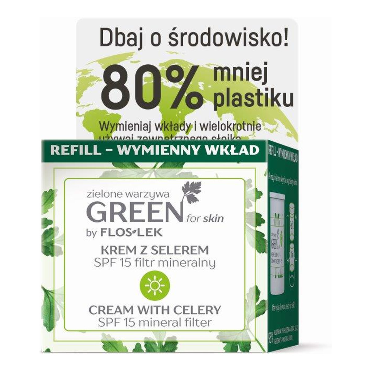 FlosLek Green for Skin Krem z selerem na dzień SPF15 - nawilżający REFILL - zapas 50ml