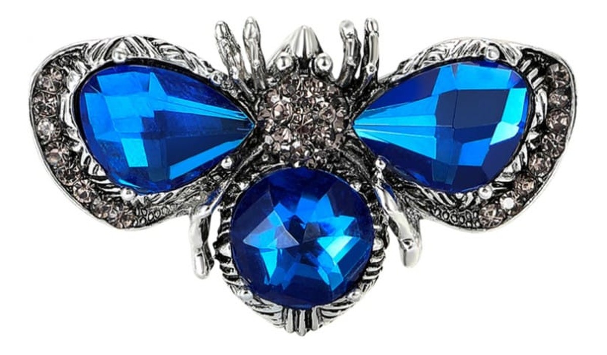 Broszka ozdobna - błękitny owad kryształy BZ223