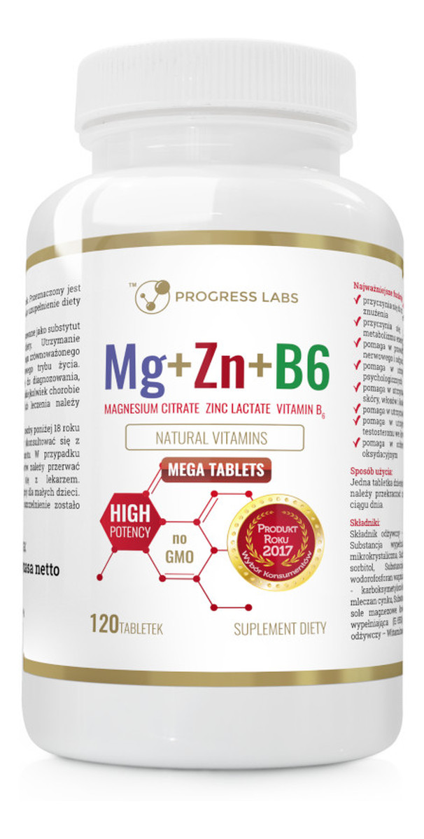 Witamina mg + zn + b6 suplement diety 120 tabletek