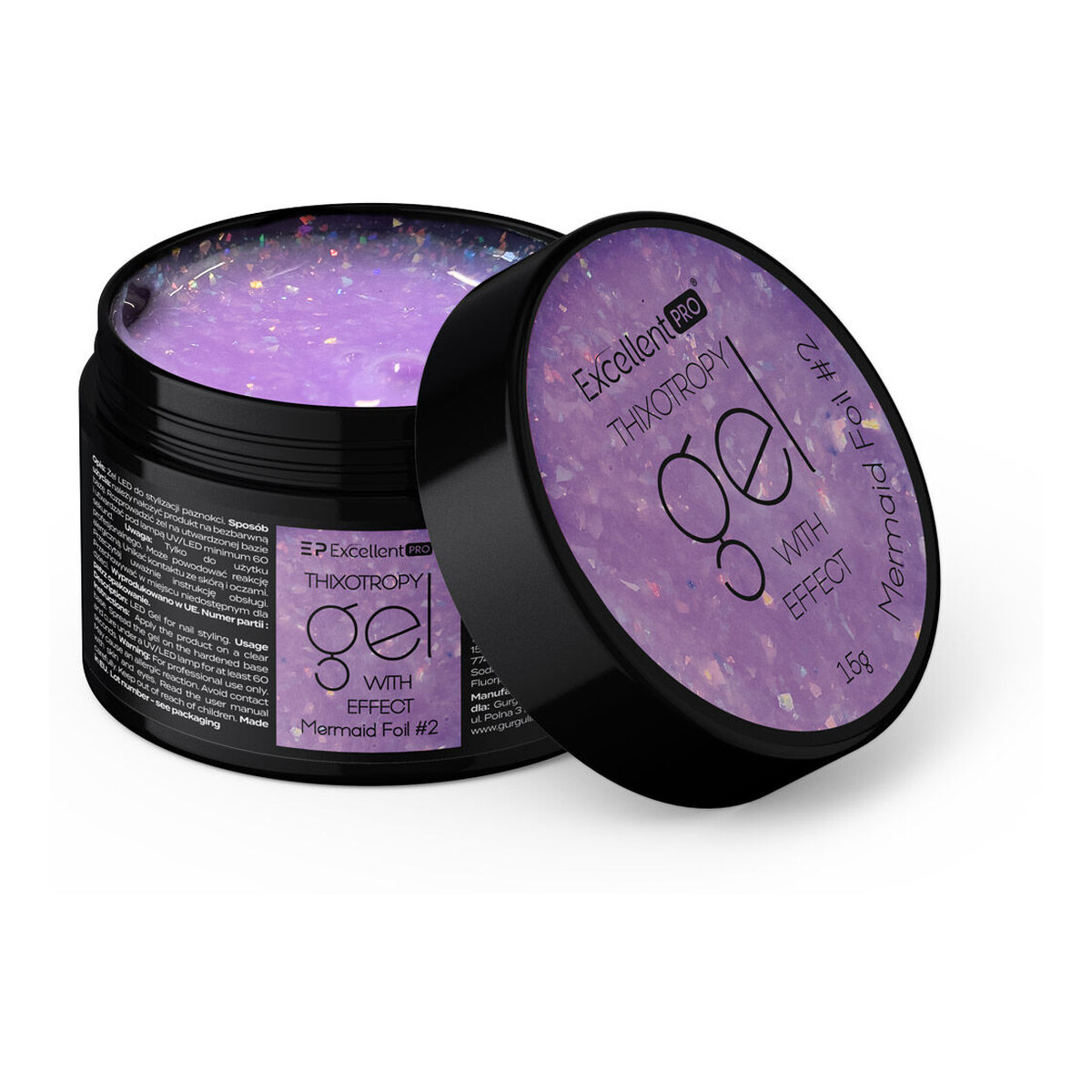 Excellent PRO Thixotropy Gel With Effect Żel budujący mermaid foil #2 15g