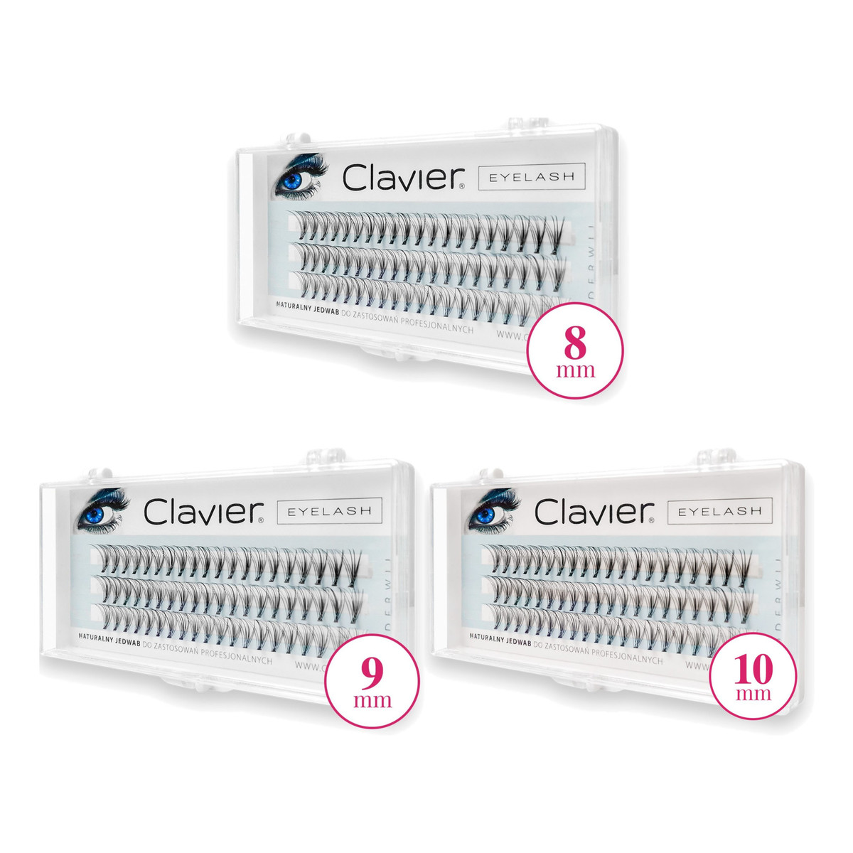 Clavier Eyelash kępki rzęs 8mm + 9mm + 10mm