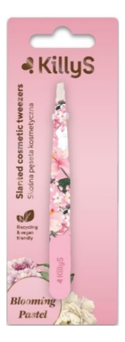 Blooming pastel slanted cosmetic tweezers skośna prosta pęseta kosmetyczna